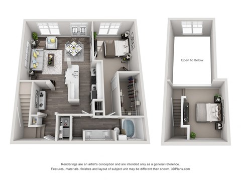 Floor plan for 1 bed, 1 bath, 1102 sqft
